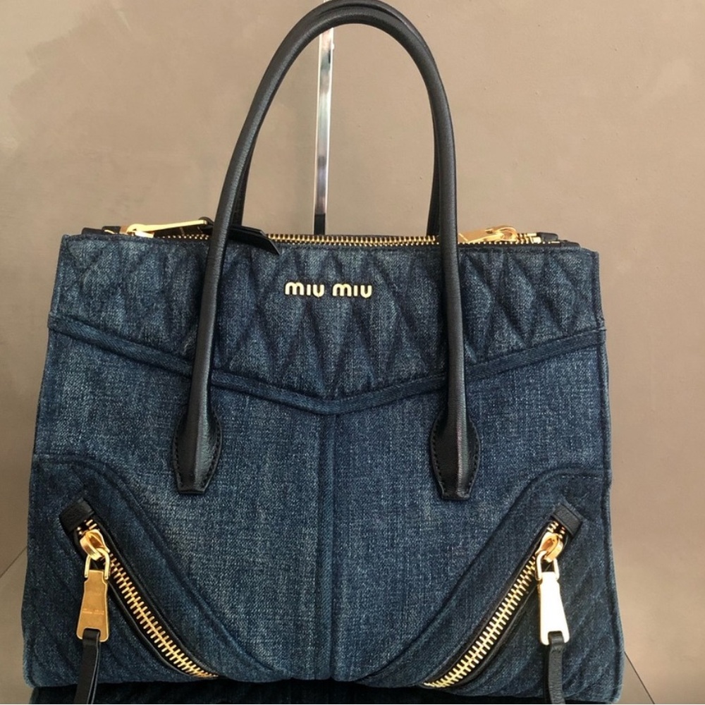 Authentic MIU MIU biker denim bag